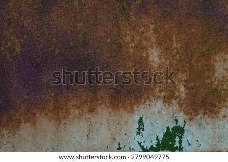 Rust texture on scrap metal. Rust grains on a metal background. A rust effect with a layer of dirt used for a vintage image style for illustrations or presentations.