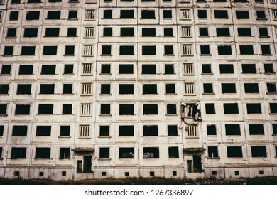 Rustavi, Georgia. December 26, 2018. Unfinished Block Of Flats In Rustavi, Left After The Collapse Of The Soviet Union As The Monument To The Soviet Era