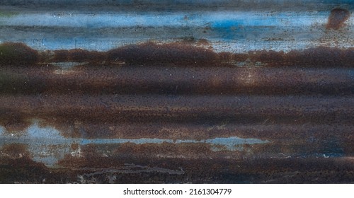 Rusted Corrugated Blue Metal Panel