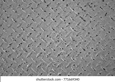 Rusted Diamond Plate Steel Texture- Black And White