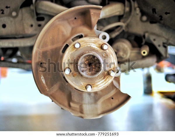Rusted disc brake\
rotor.
