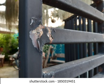 Rusted House Fence, Peeling Paint