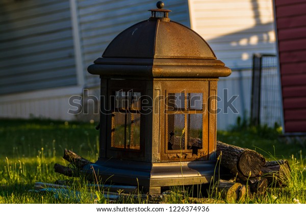 Rusted Iron Fire Pit Showing Rust Parks Outdoor Backgrounds