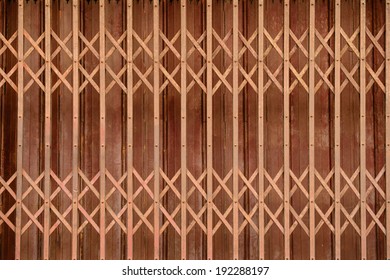 Rusted Metal Folding Door Background Texture Pattern