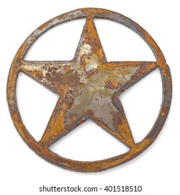 Rusted Metal Star In Circle