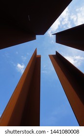 Rusted Modern Sculpture In The Capital Of Germany, Berlin. 