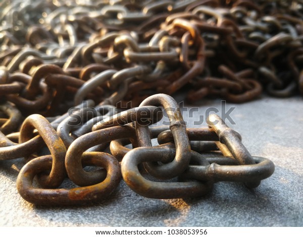 Rusted Old Chains On Concrete Floor Stock Photo Edit Now