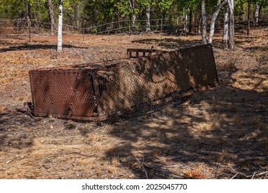 Rusted Old Relic Left From An Abattoir On This Site Many Years Ago, Now Left Amongst The Trees As A Tourist Attraction