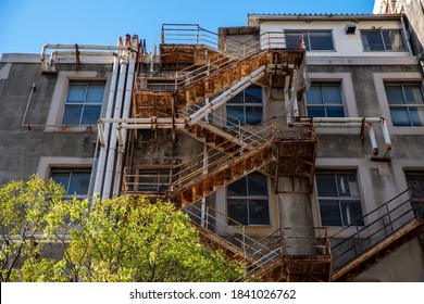 Rusted stairs in an old building