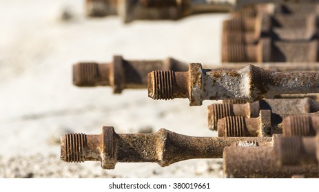 Rusted Sucker Rod From The Oil Field - Close Up