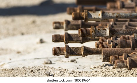 Rusted Sucker Rod From The Oil Field - Close Up