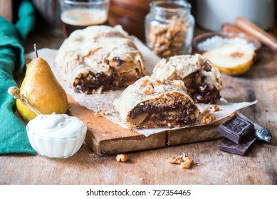 Rustic Apple Pear Cake With Chocolate Strudel