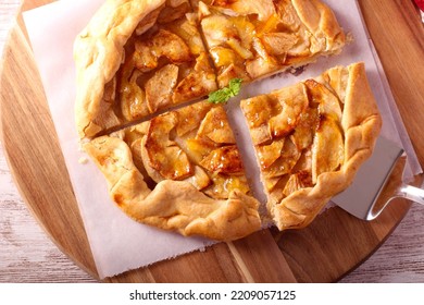 Rustic Apple Tart, Sliced And Served