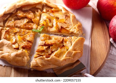 Rustic Apple Tart, Sliced And Served