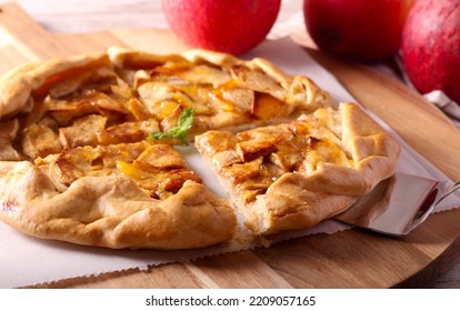 Rustic Apple Tart, Sliced And Served