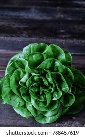 rustic background and butter lettuce
