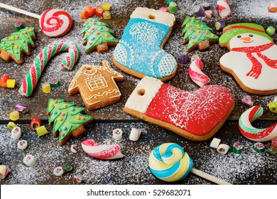 Rustic Background With Cookies, Holiday Sweet