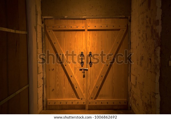 Rustic Barn Doors Wooden Planks Locks Stock Photo Edit Now