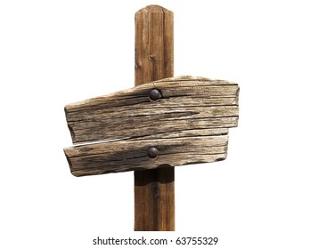 Rustic Blank Wooden Sign On A Hiking Trail High In The Mountains Above Southern California.