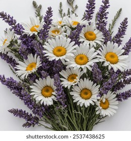 A rustic bouquet features a charming blend of wildflowers, greenery, and natural elements, embodying a cozy, countryside aesthetic. - Powered by Shutterstock