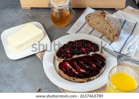 Rustic Bread Slice with Fruit Jam