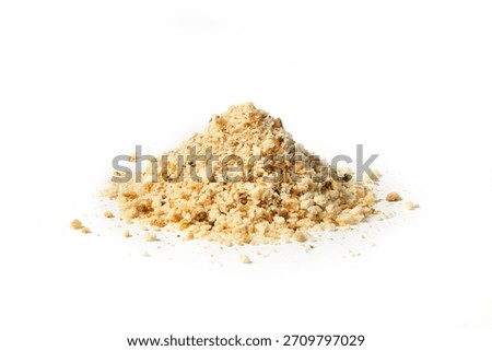 rustic breadcrumbs on a white background, ideal for creating crunchy, homemade-style coatings and textured culinary preparations.