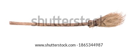 rustic broom isolated on white background
