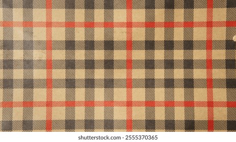 Rustic Brown and Red Plaid Pattern Background Texture
