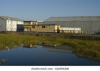 Rustic Buildings In Deadhorse Alaska Near Prudhoe Bay Oil Drilling