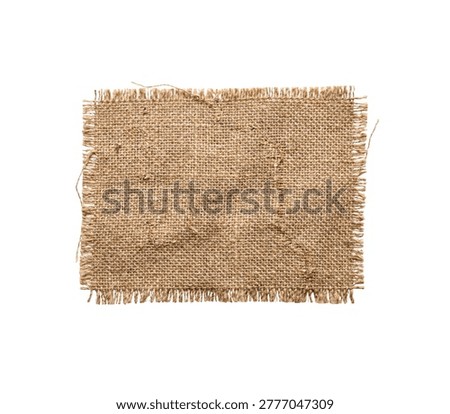 Rustic Burlap Fabric Texture with Frayed Edges Isolated on White Background