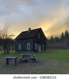 Rustic Cabin After Springtime Rain Storm