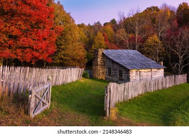 Rustic cabin and fall foliage, Cumberland Gap National Park - Shutterstock ID 2148346483