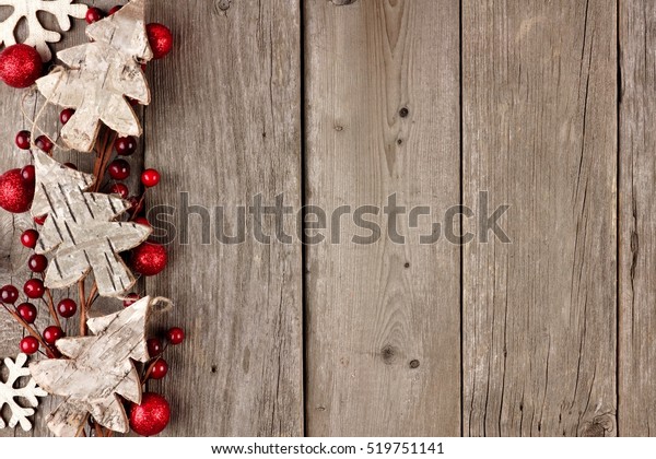 Rustic Christmas Side Border Wood Ornaments Stock Photo (Edit Now ...