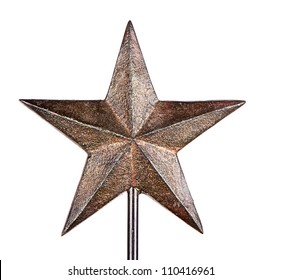 Rustic Christmas Star Tree Topper, Isolated On White