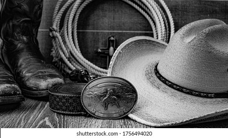 Rustic Country Western Design With An Unbranded, Blank Belt Buckle