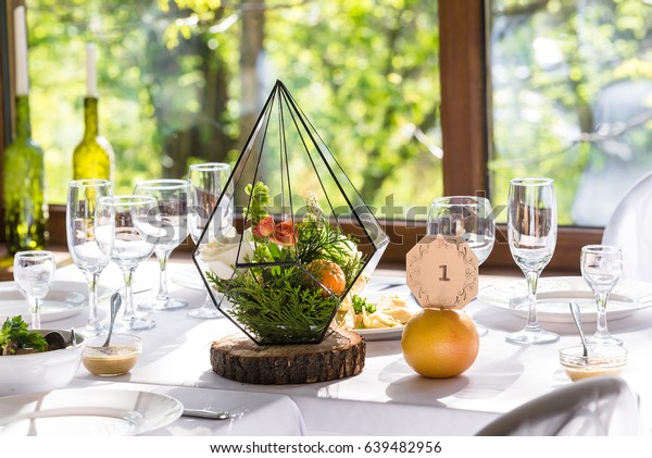 Rustic Decorations Banquet Hall Table Decoration Stock Photo Edit