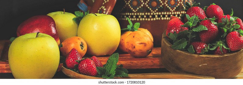 rustic fruit composition in a warm light