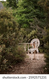Rustic Garden Table with Aged White Paint and Red Rust