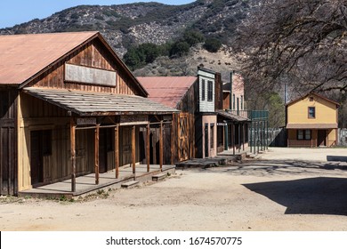 Rustic Historic Movie Set Street Owned By US National Park Service N The Santa Monica Mountains National Recreation Area Near Los Angeles California. 