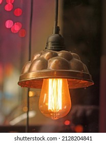 Rustic Industrial Hanging Light Fitting With Large Filament Bulb