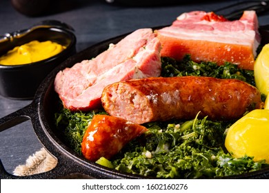 rustic kale with pinkel sausage and kassler