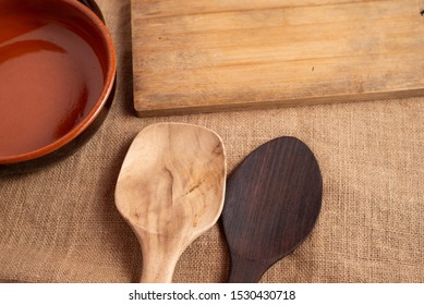 Rustic Kitchen Utensil Minimalist Earthy Color Tone Background