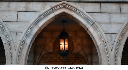 rustic light in archway