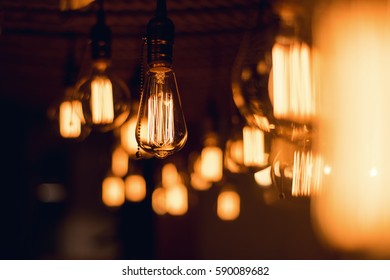 Rustic  light bulbs hanging  - Powered by Shutterstock