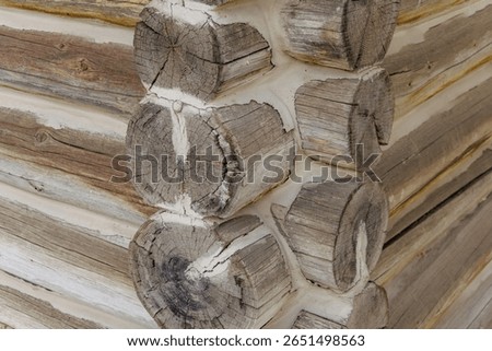 Rustic Log Cabin Corner Detail with Chinking
