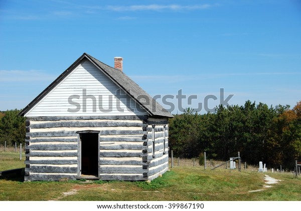 Rustic Log Cabin Open Door Woods Stock Photo Edit Now 399867190