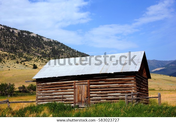 Rustic Log Cabin Tin Roof Has Stock Image Download Now