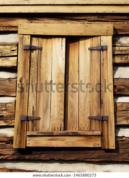 Rustic Log Cabin Window Features Hinged Buildings Landmarks