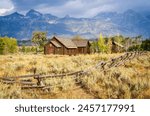 The rustic log Chapel of the Transfiguration at the Grand Teton National Park in Northwestern Wyoming, USA