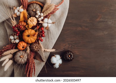 Rustic mockup with autumn table decoration. Floral interior decor for fall holidays - Powered by Shutterstock